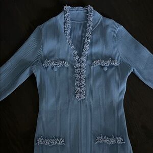 Commense Blue Long Sleeve Dress